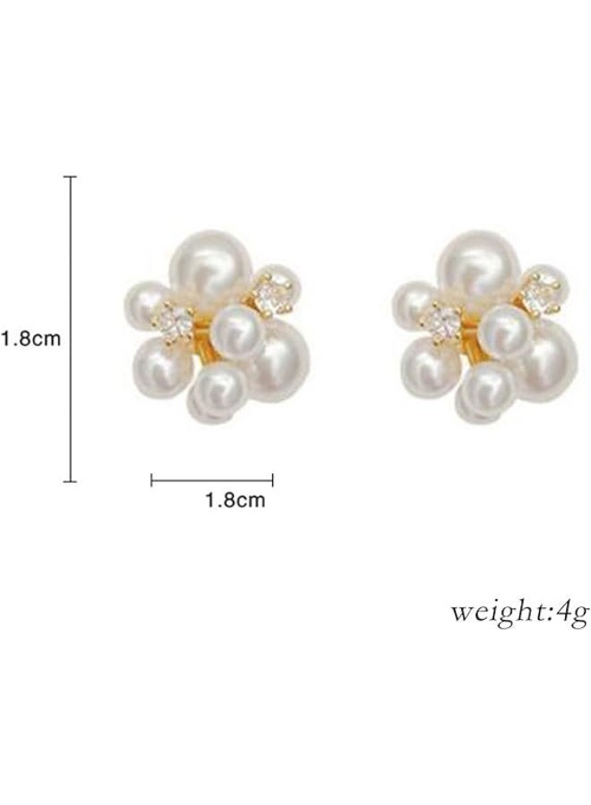 Ucanbe Pearl Floral Ball Stud Earrings | S925 Silver Needle | Elegant & Versatile for Women - Image 2